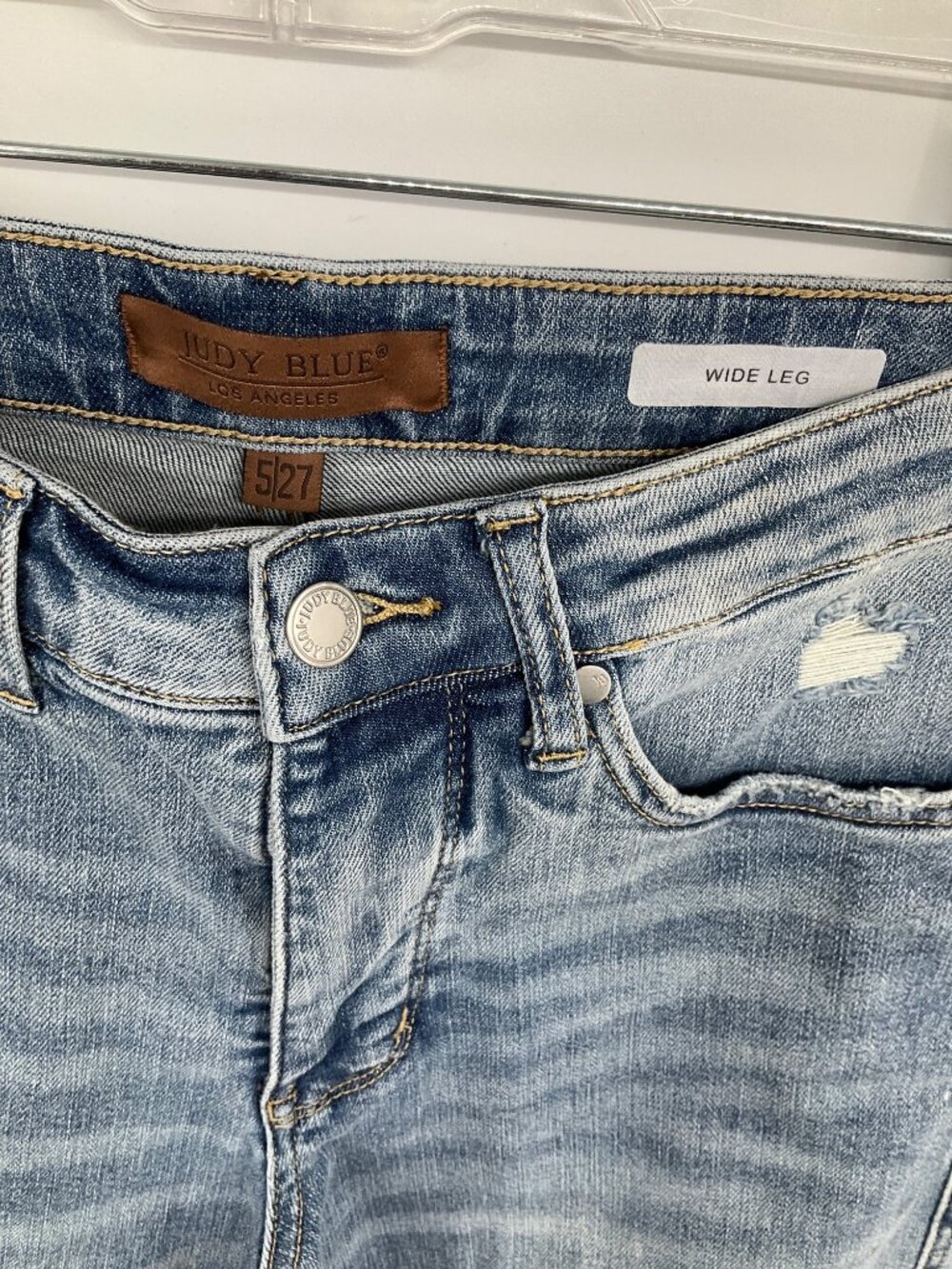 Judy Blue size 5 27W HR Wide Leg Distressed Vintage Washed Jeans NEW - Picture 4 of 9